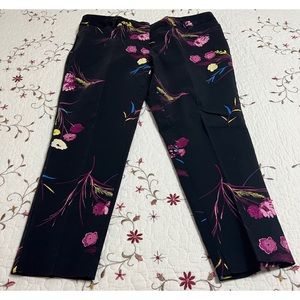 Worthington Ankle Black Floral Pants Size 10P